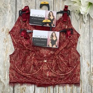Women’s Sofia Vergara Eyelash Bustier Bra Intimates Sexy Lace 2-Pack Size 36D